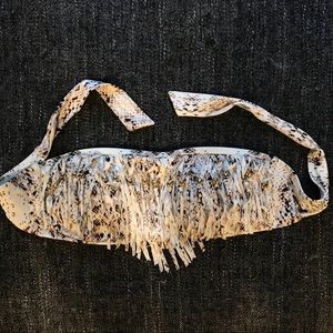 Beaded Animal Print Bandeau Bikini Top